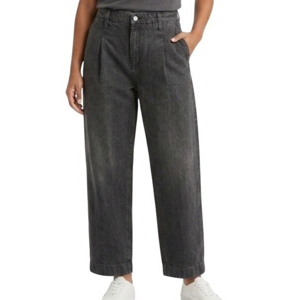 Banana Republic Pants Womens 14 Black Mid‎ Rise Straight Pleated Chino Twill